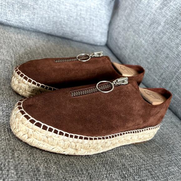 NWOT Alexander Wang Devon Brown Suede Espadrilles US 8 EU 38  Platform Zip Shoes - Picture 6 of 16